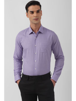 Van Heusen - Men Purple Slim Fit Check Full Sleeves Formal Shirt