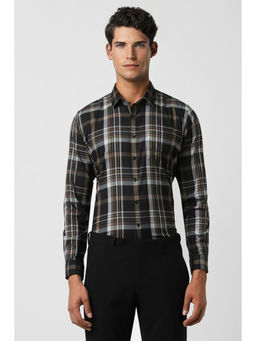 Van Heusen - Men Black Slim Fit Check Full Sleeves Formal Shirt