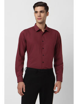 Van Heusen - Men Maroon Slim Fit Solid Full Sleeves Formal Shirt