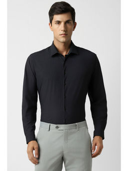 Van Heusen - Men Black Slim Fit Print Full Sleeves Formal Shirt