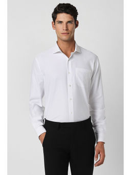 Van Heusen - Men White Regular Fit Textured Full Sleeves Formal Shirt