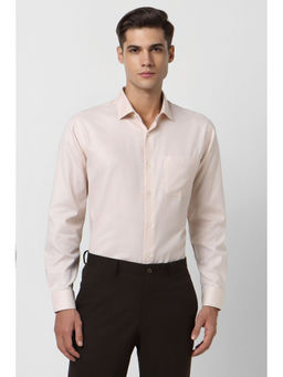 Van Heusen - Men Cream Regular Fit Textured Full Sleeves Formal Shirt