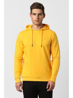 Van Heusen - Men Yellow Solid Hooded Neck Sweatshirt