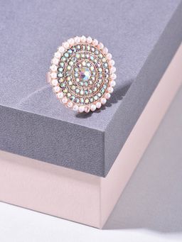 Zaveri Pearls - Multicolor Austrian Diamonds & Pearls Embellished Finger Ring-ZPFK14494