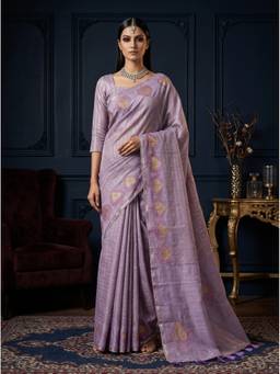Mimosa - Elegant Purple Art Silk Banarasi Embroidery Saree
