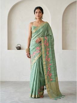 Mimosa - Green Banarasi Art Silk Embroidered Saree