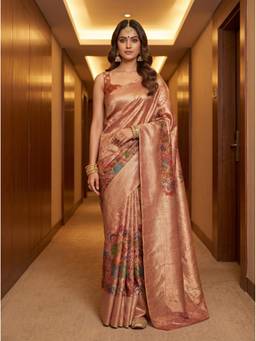 Mimosa - Pink Art Silk Kalamkari Woven Saree