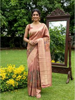 Mimosa - Pink Rani Art Silk Kalamkari Handloom Saree