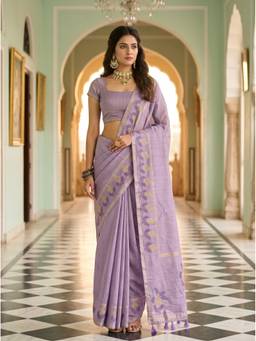 Mimosa - Designer Purple Art Silk Banarasi Embroidery Saree