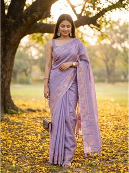 Mimosa - Purple Violet Art Silk Banarasi Handloom Saree