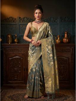 Mimosa - Stylish Turquoise Art Silk Kanjivaram Handloom Saree