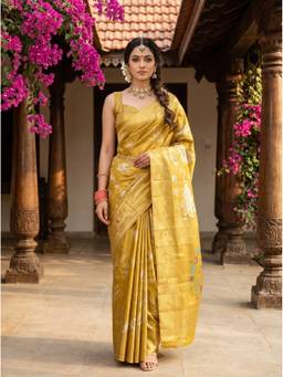 Mimosa - Gold Art Silk Kanjivaram Handloom Zari Saree