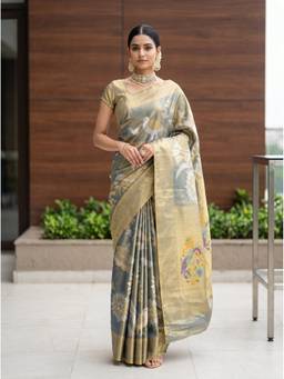 Mimosa - Graceful Turquoise Art Silk Kanjivaram Handloom Saree