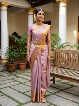 Mimosa - Glamorous Pink Art Silk Kanjivaram Handloom Saree