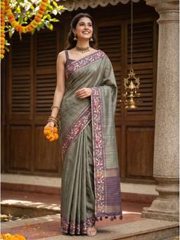 Mimosa - Stylish Green Art Silk Banarasi Embroidery Saree
