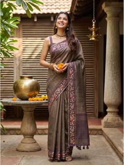 Mimosa - Fashionable Purple Art Silk Banarasi Embroidery Saree