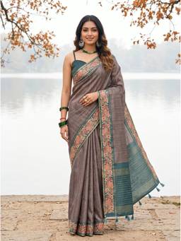 Mimosa - Banarasi Blue Art Silk Embroidery Saree