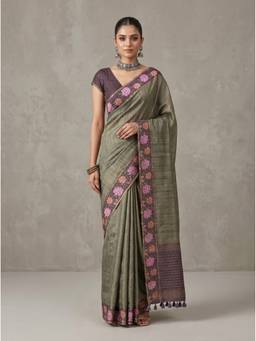 Mimosa - Graceful Green Art Silk Banarasi Embroidery Saree
