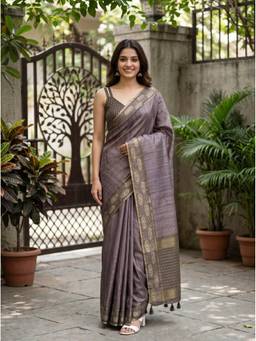 Mimosa - Blue Art Silk Banarasi Floral Embroidery Saree