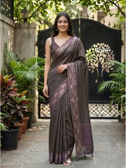 Mimosa - Graceful Purple Art Silk Banarasi Embroidery Saree