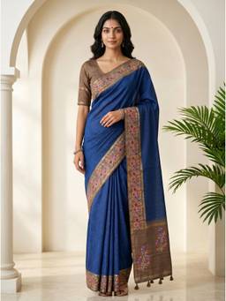 Mimosa - Blue Art Silk Banarasi Embroidery Saree