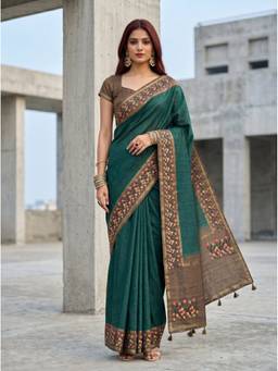 Mimosa - Glamorous Green Art Silk Banarasi Embroidery Saree