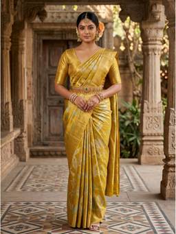 Mimosa - Gold Kanjivaram Art Silk Handloom Saree
