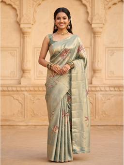 Mimosa - Beautiful Turquoise Art Silk Kanjivaram Handloom Saree
