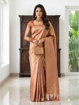 Mimosa - Modern Orange Art Silk Kanjivaram Handloom Saree