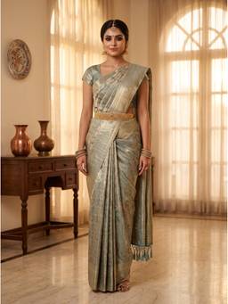 Mimosa - Festive Turquoise Art Silk Kanjivaram Handloom Saree