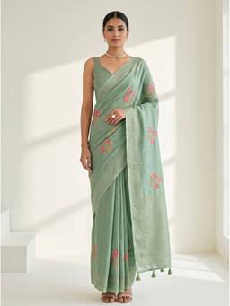 Mimosa - Lovely Green Art Silk Banarasi Embroidery Saree