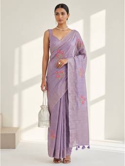 Mimosa - Classic Purple Art Silk Banarasi Embroidery Saree