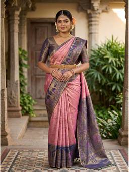 Mimosa - Charming Pink Art Silk Kanjivaram Handloom Saree