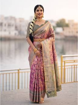 Mimosa - Art Silk Kanjivaram Zari Woven Design Pink Saree