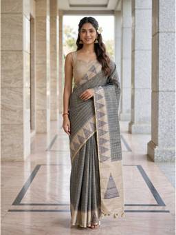 Mimosa - Art Silk Banarasi Woven Grey Saree