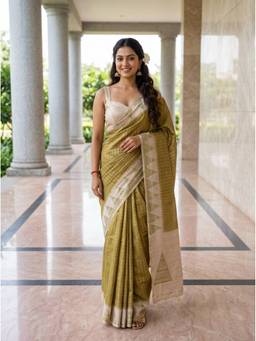 Mimosa - Art Silk Banarasi Woven Green Saree