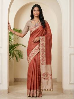 Mimosa - Art Silk Banarasi Maroon Saree