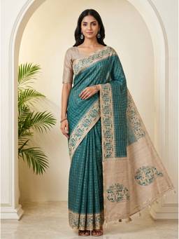 Mimosa - Art Silk Banarasi Turquoise Saree