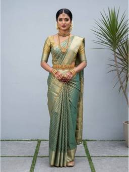 Mimosa - Art Silk Kanjivaram Zari Woven Turquoise Saree