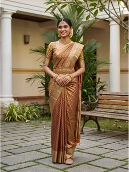 Mimosa - Art Silk Kanjivaram Zari Woven Gold Saree