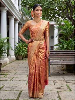 Mimosa - Art Silk Kanjivaram Zari Woven Pink Saree