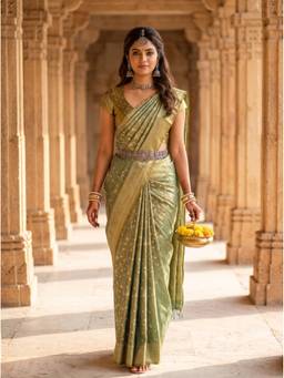 Mimosa - Art Silk Kanjivaram Zari Woven Turquoise Saree