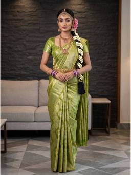 Mimosa - Art Silk Kanjivaram Woven Green Saree