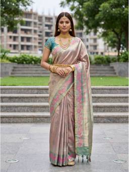 Mimosa - Art Silk Kanjivaram Zari Woven Turquoise Saree