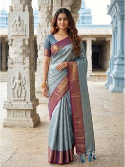 Mimosa - Art Silk Kanjivaram Zari Woven Design Turquoise Saree