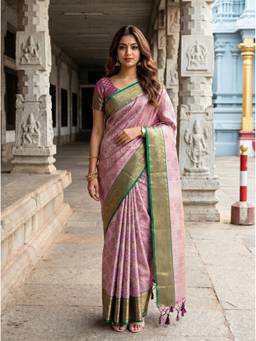 Mimosa - Art Silk Kanjivaram Zari Purple Saree