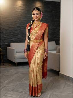Mimosa - Art Silk Kanjivaram Woven Beige Saree