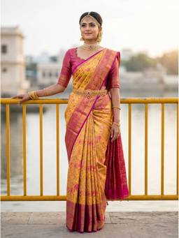Mimosa - Art Silk Kanjivaram Woven Gold Saree