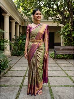 Mimosa - Art Silk Kanjivaram Green Saree