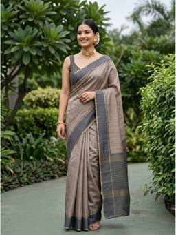 Mimosa - Art Silk Banarasi Beige Saree